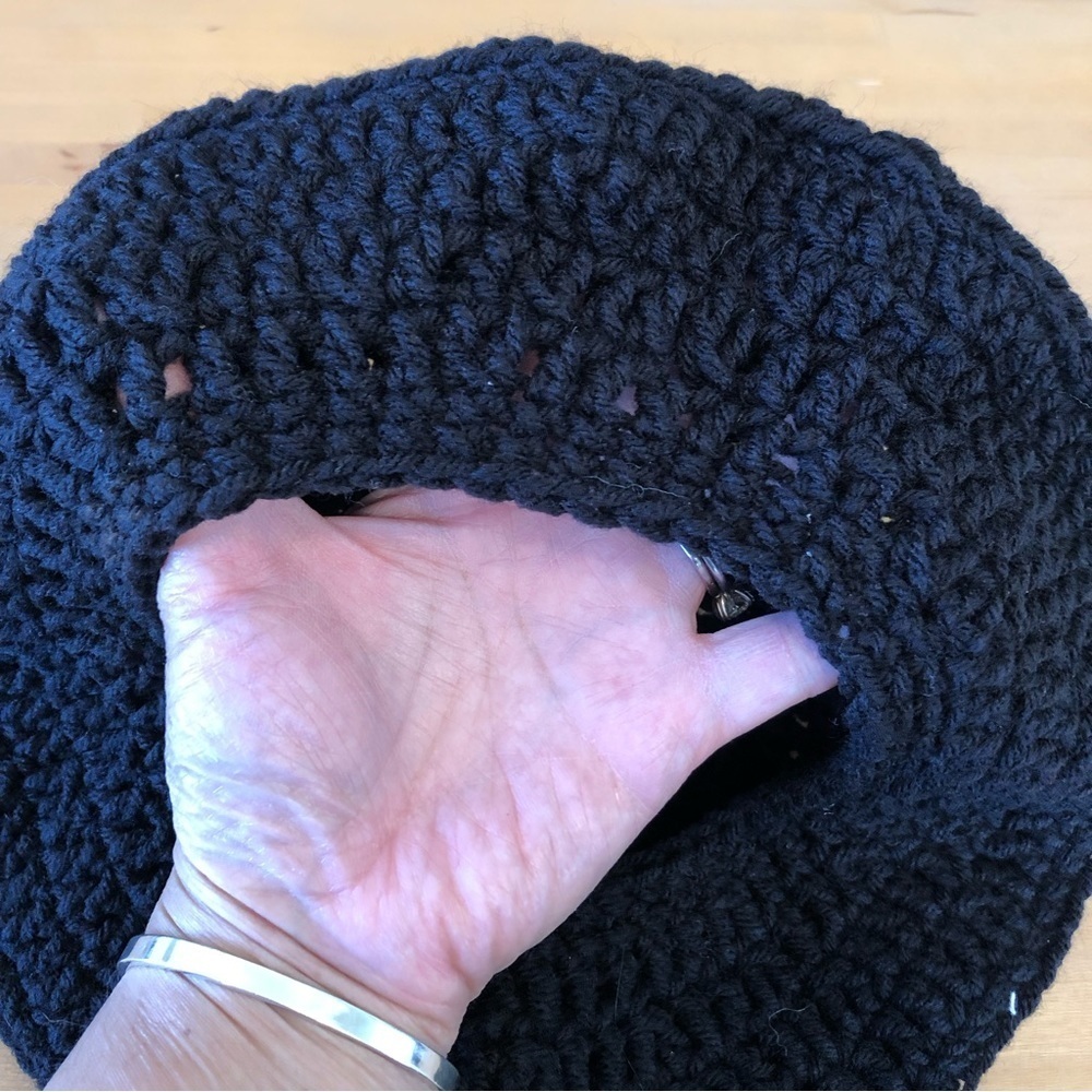 🌈 6/$60, Floppy, Crocheted, Black Beret